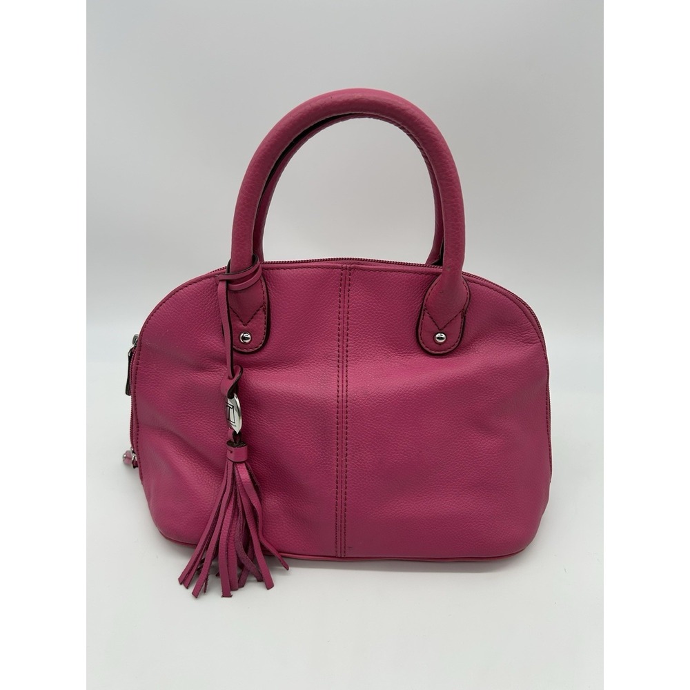 Vintage Tignanello Hot Pink Leather Mini Dome Satchel Handbag Y2K Style Tassel
